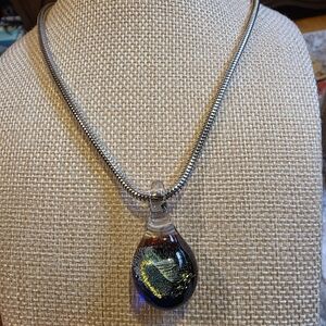 Glass Necklace W/Silver Chain